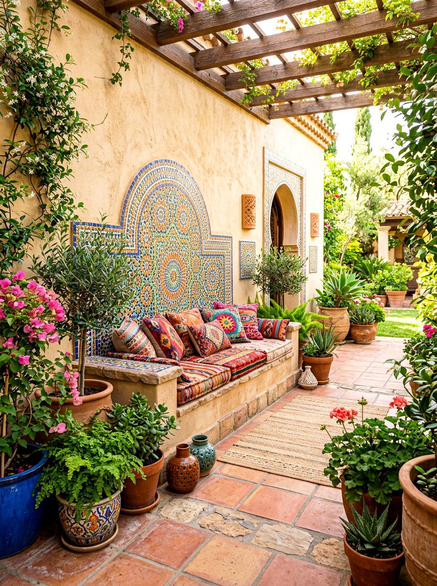 Built In Bench - 30 Spanish courtyard ideas