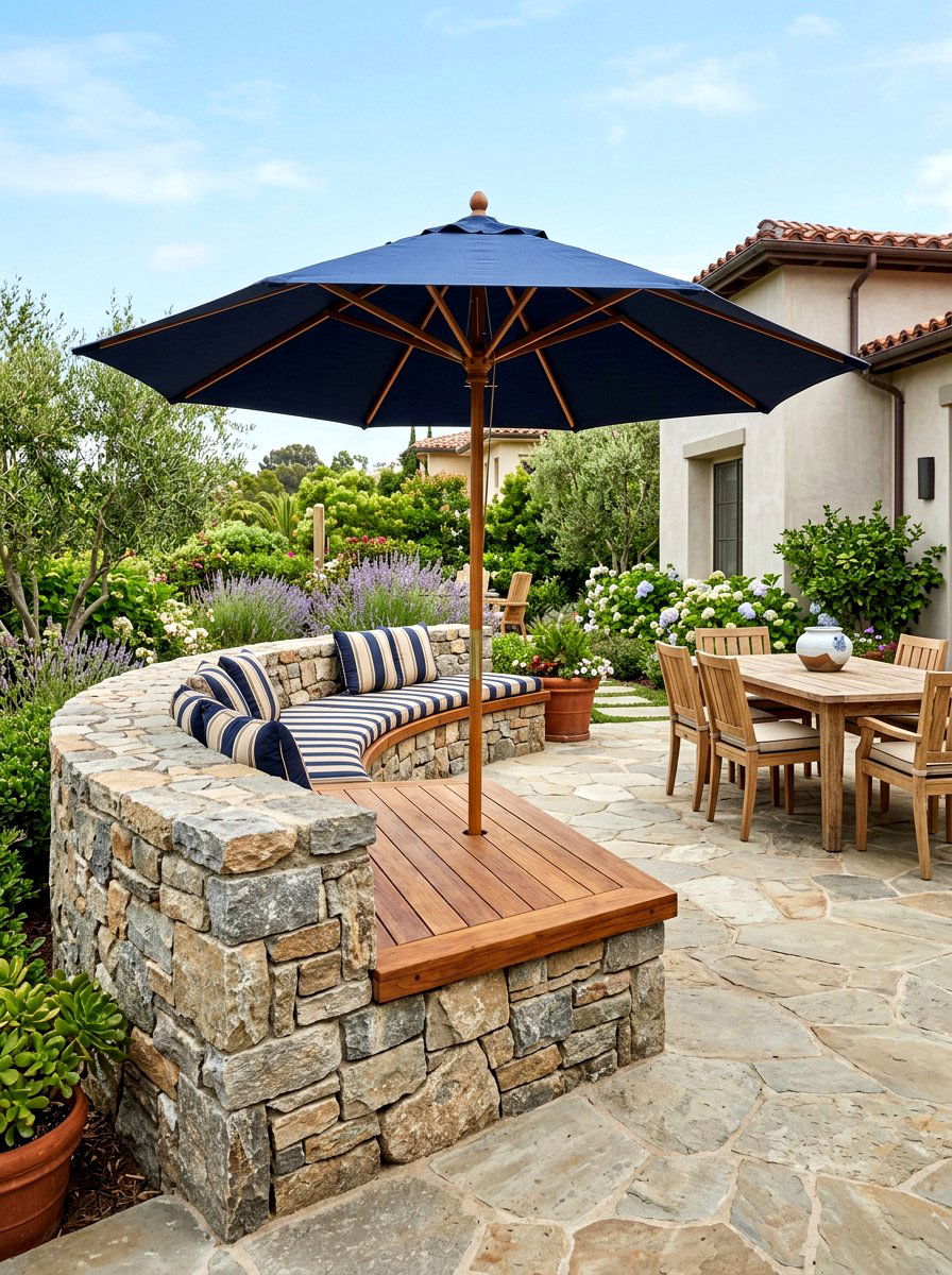 Built In Bench Base - 30 patio umbrella base styling ideas