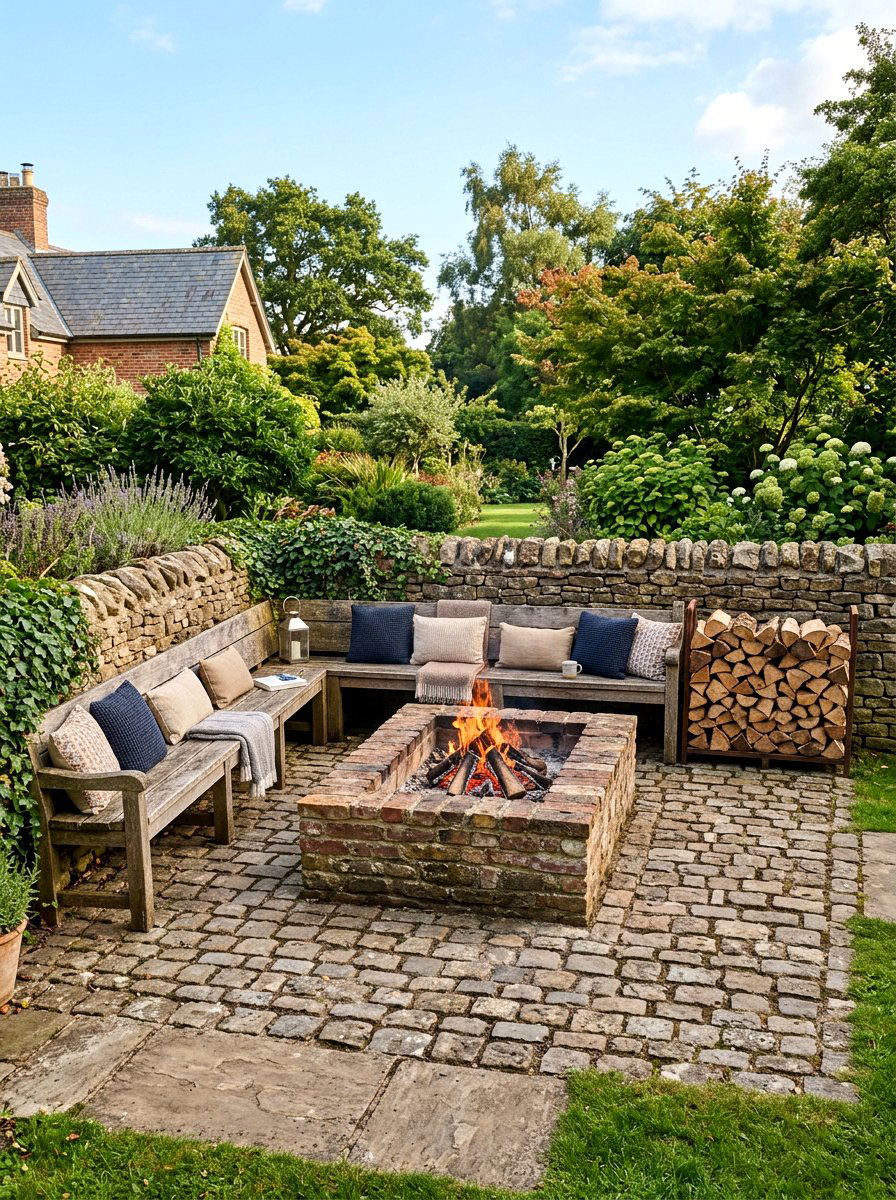 Built In Bench Fire Area - 30 conversation pit patio ideas