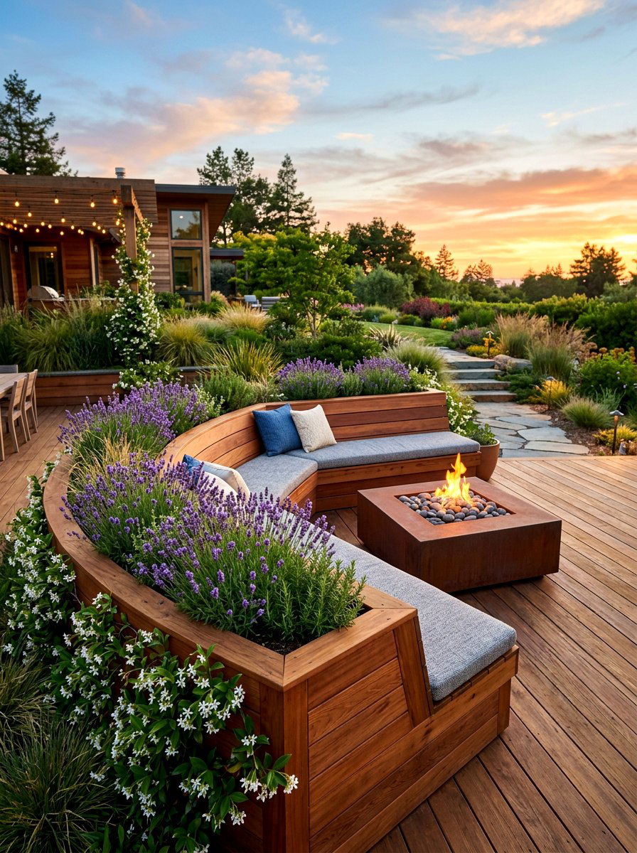 Built In Bench Planters - 30 modern container garden ideas