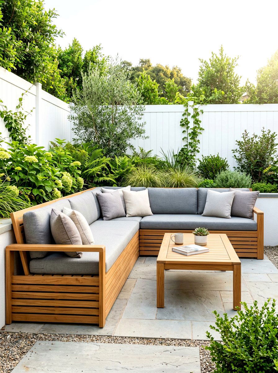 Built In Bench Seating - 30 small backyard ideas