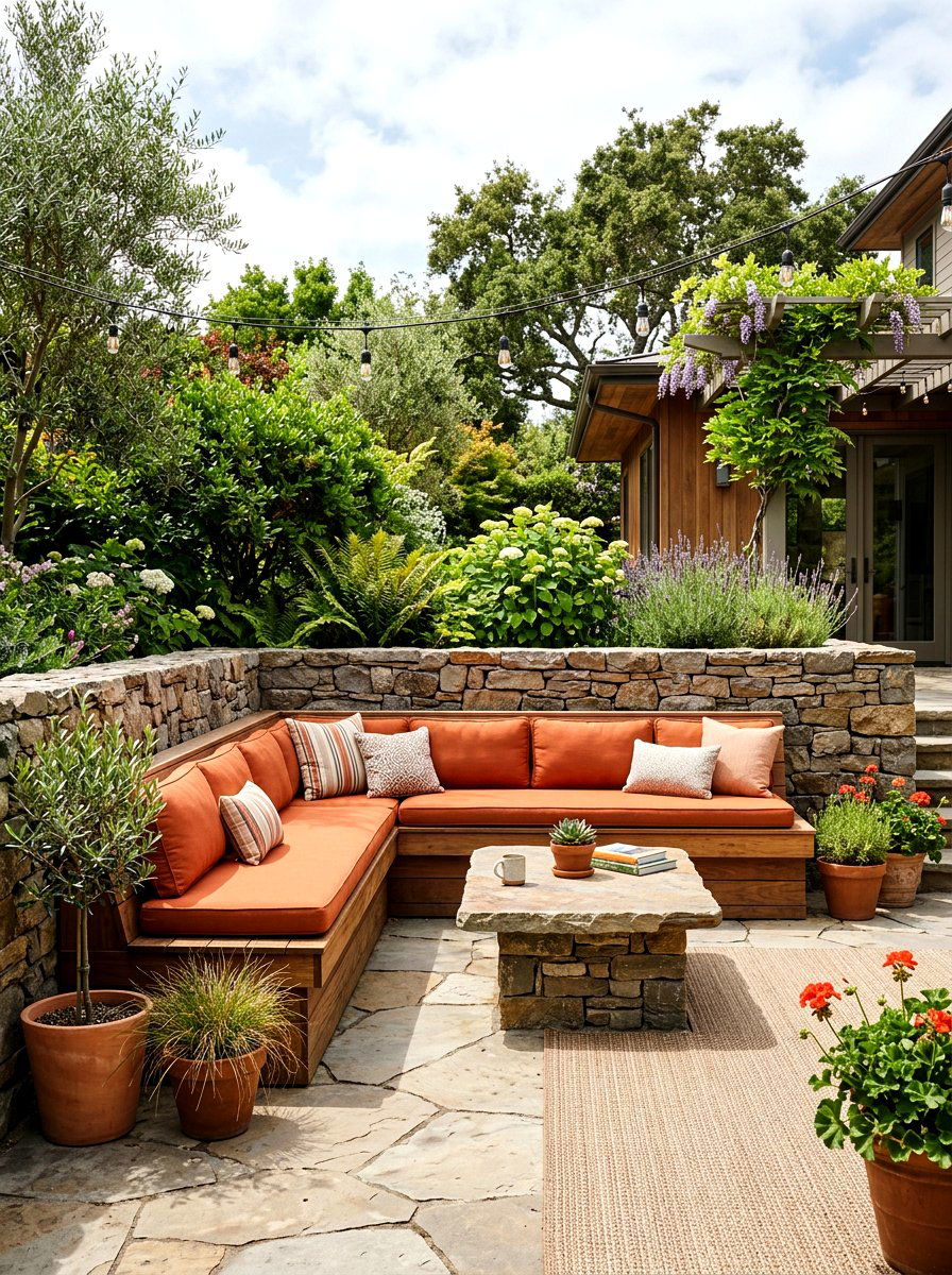 Built In Bench Seating - 30 sunset inspired patio ideas