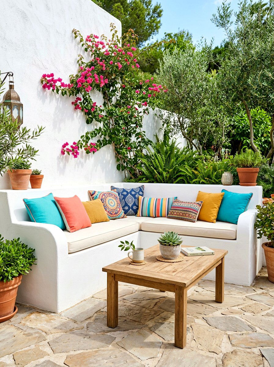 Built In Bench Seating - 30 courtyard patio ideas