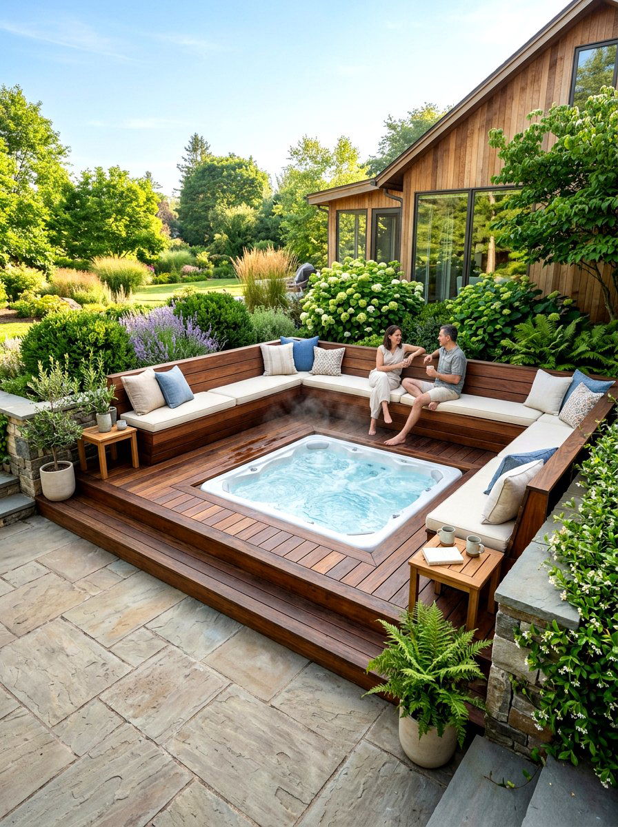 Built In Bench Seating - 30 spa patio retreat ideas