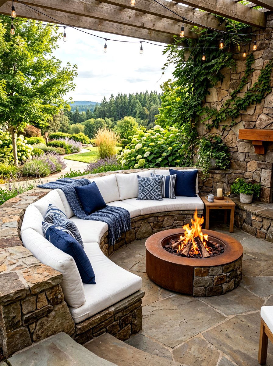 Built In Bench Seating - 30 Hamptons backyard ideas