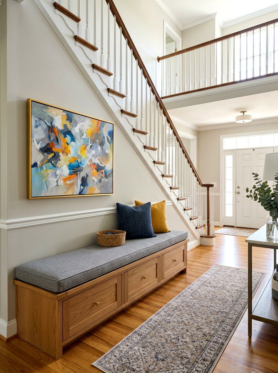 Built In Bench Under Stairs - 30 staircase nook ideas