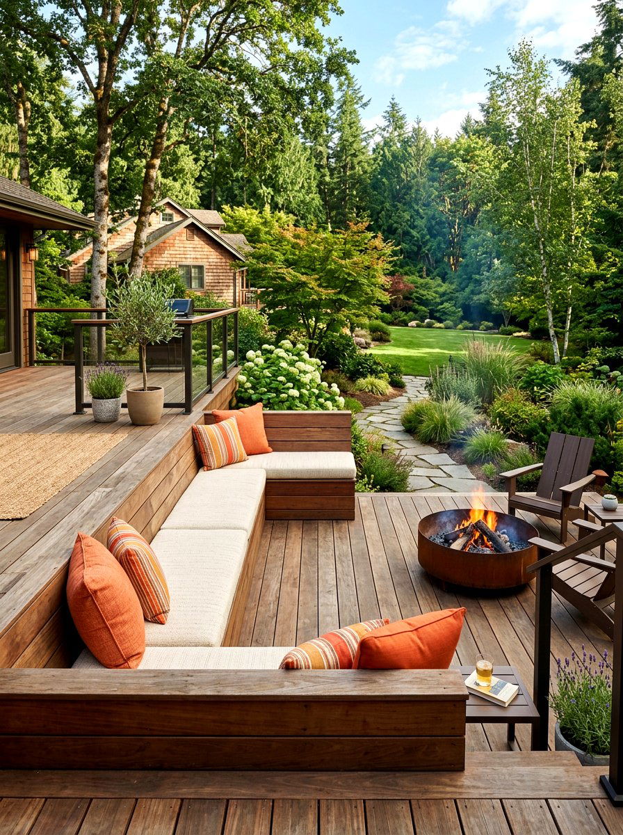 Built In Bench seating - 30 backyard entertaining ideas
