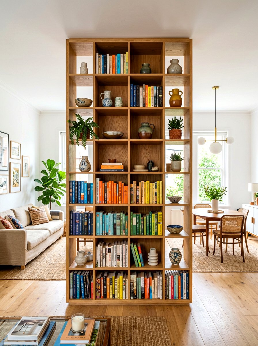 Built In Bookcase Divider - 30 cozy compartmentalized home ideas