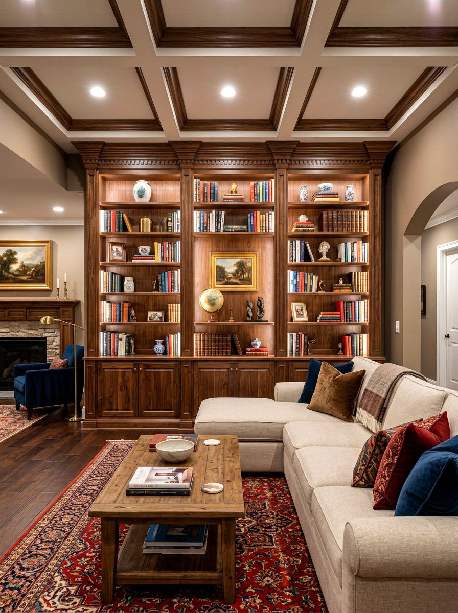 Built In Bookcase - 30 basement storage ideas