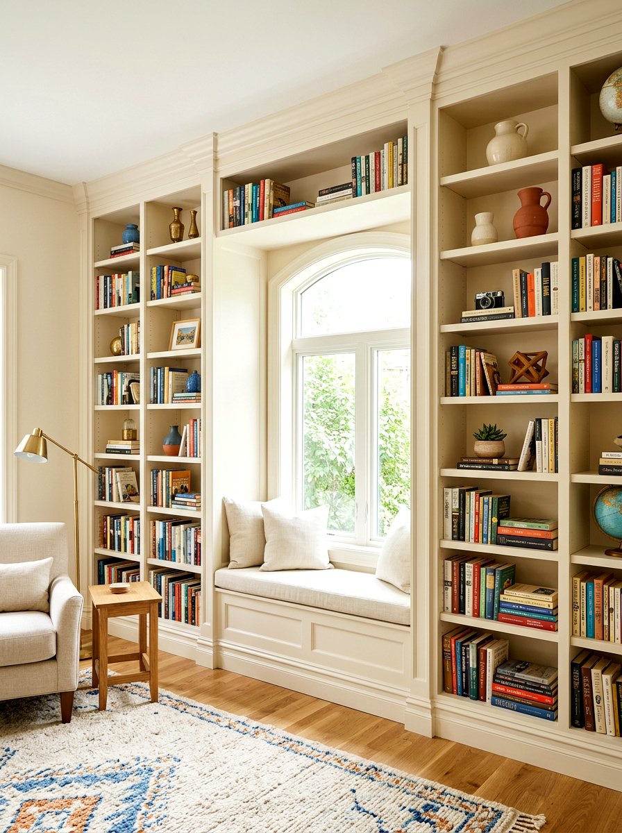 Built In Bookshelf - 30 warm minimalist home ideas