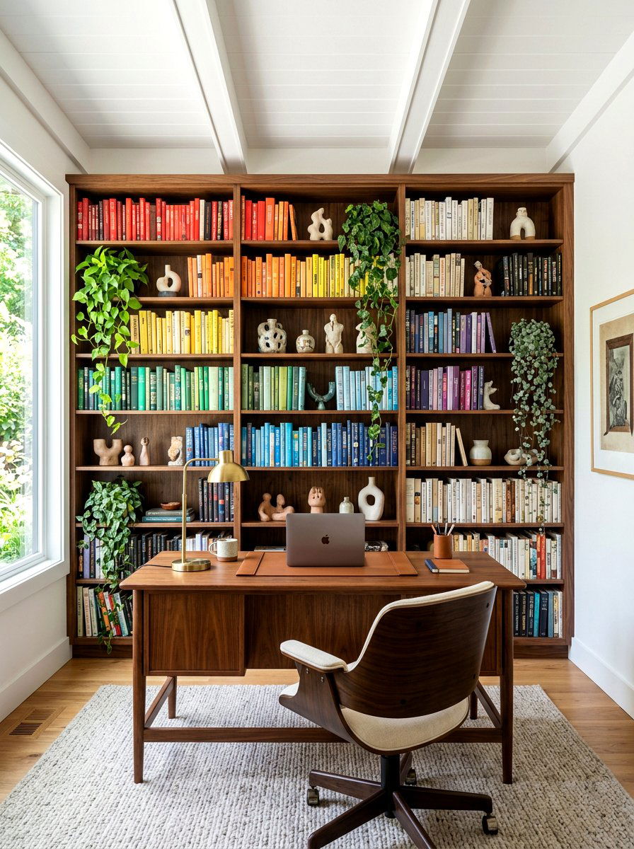 Built In Bookshelf - 30 zoom background office ideas