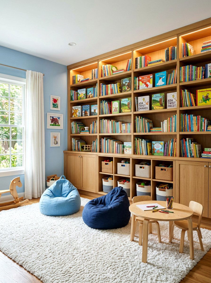 Built In Bookshelf - 30 playroom closet ideas