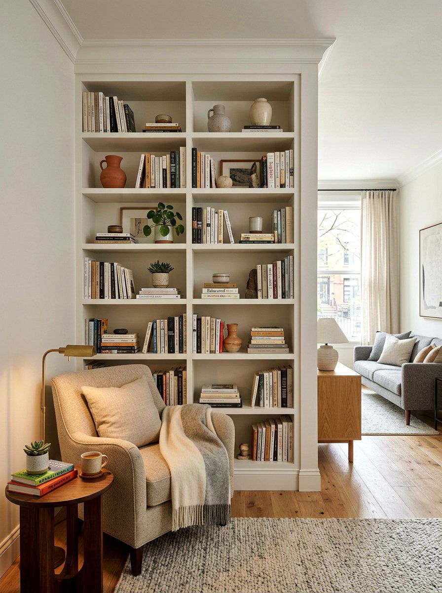 Built In Bookshelf - 30 small apartment living room ideas