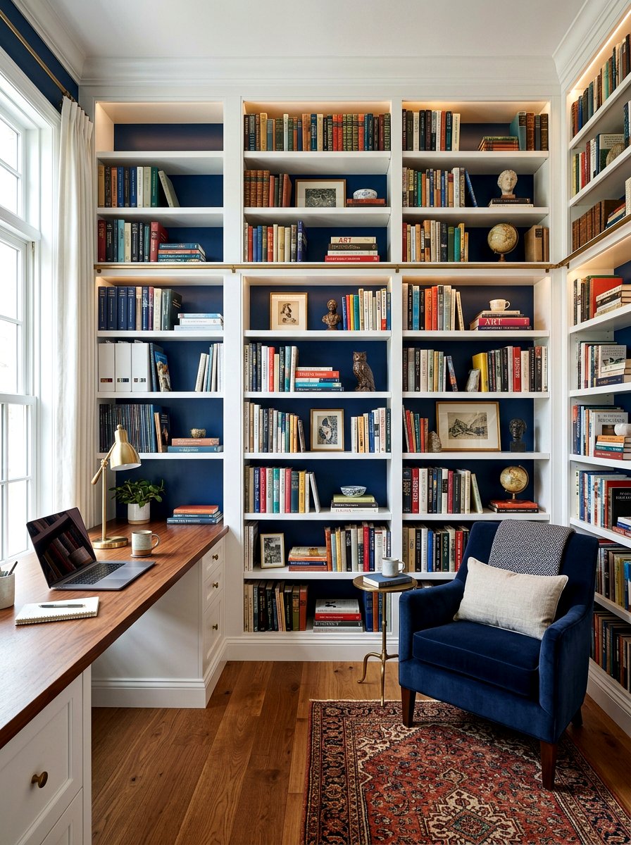 Built In Bookshelf Backdrop - 30 two tone wall paint ideas