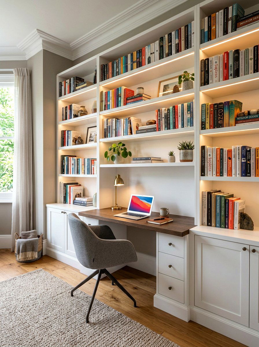 Built In Bookshelf Desk - 30 study hall nook ideas