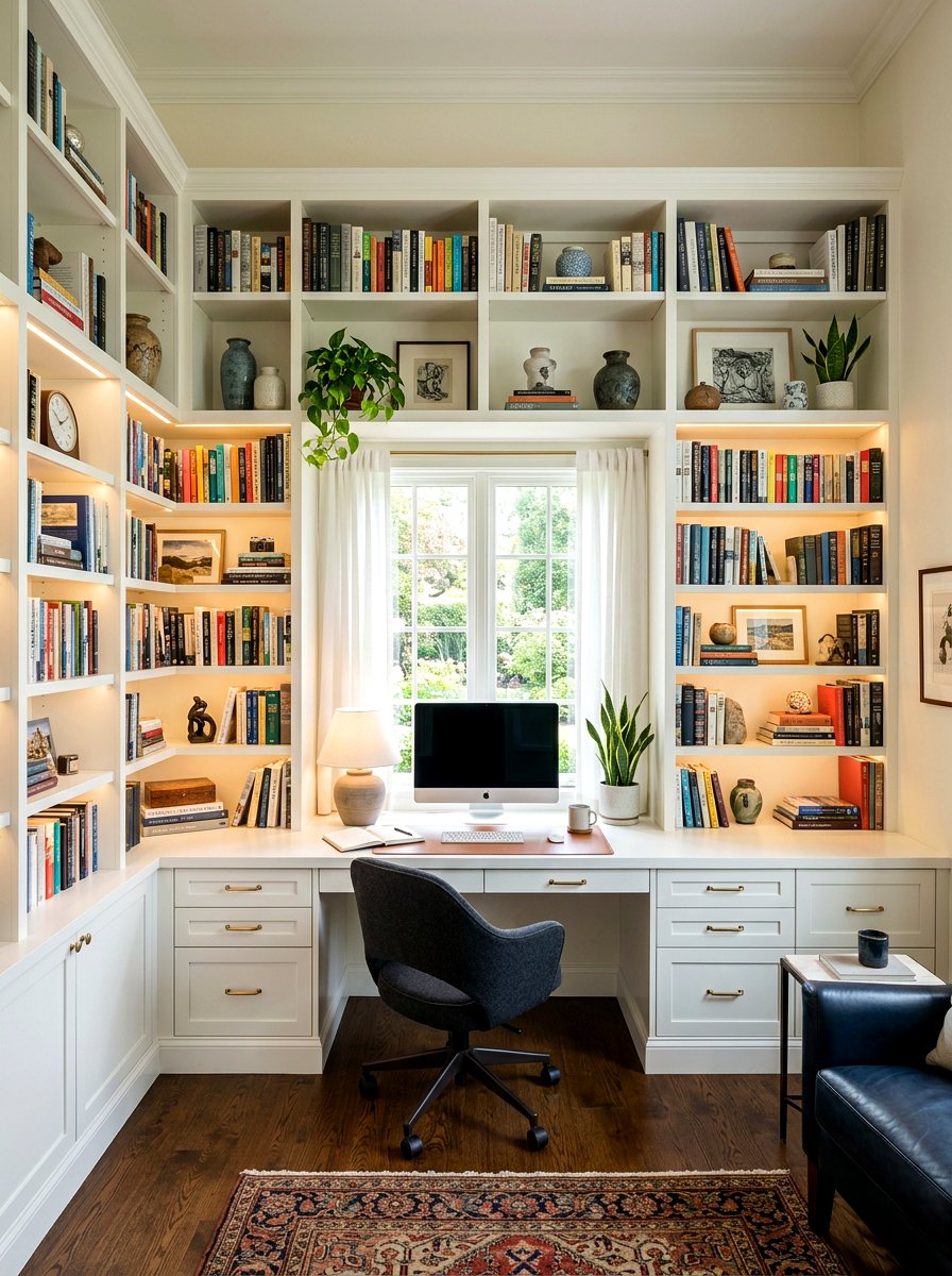 Built In Bookshelf Office - 30 cozy office ideas