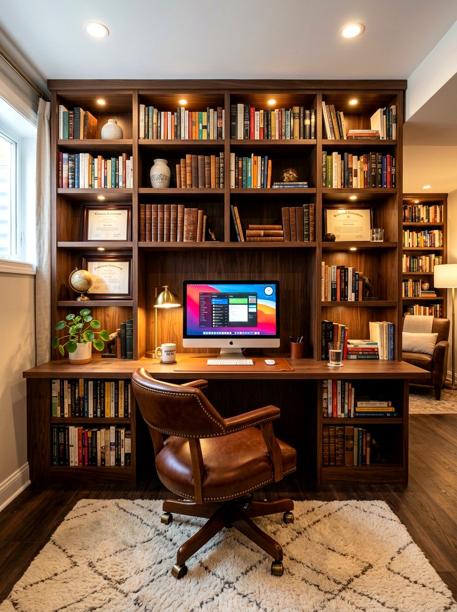 Built In Bookshelf Office - 30 basement office nook ideas
