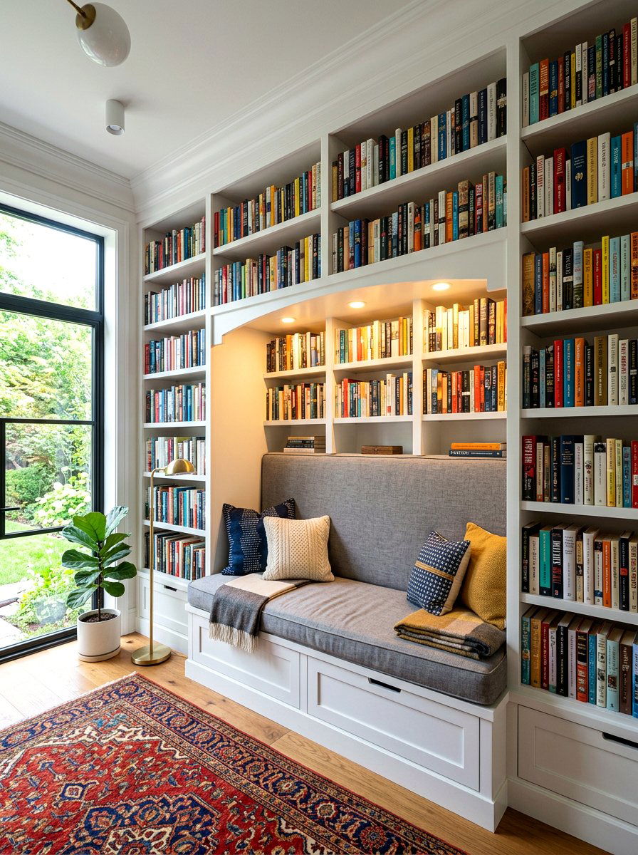 Built In Bookshelf Seat - 30 kids reading nook ideas