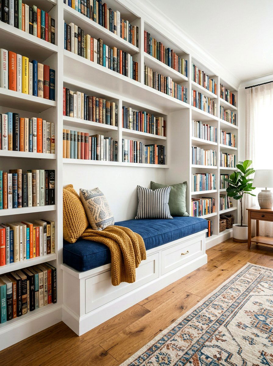 Built In Bookshelf Seating - 30 reading room aesthetic ideas