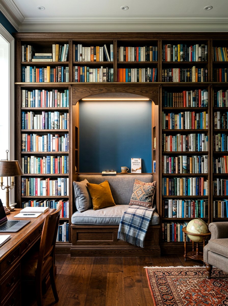 Built In Bookshelf Seating - 30 office reading corner ideas
