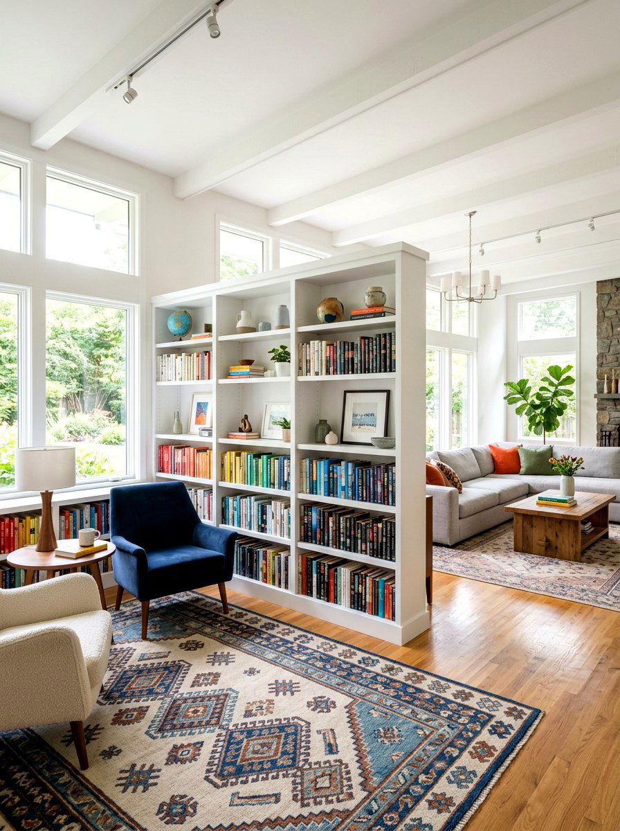 Built In Bookshelf Wall - 30 half wall zoning ideas