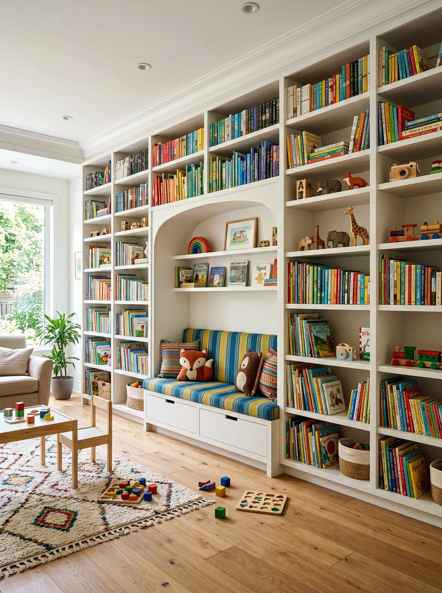 Built In Bookshelf Wall - 30 creative kids room ideas