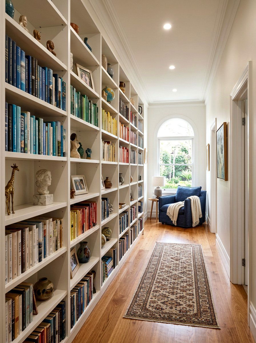 Built In Bookshelf - 30 hallway decor ideas
