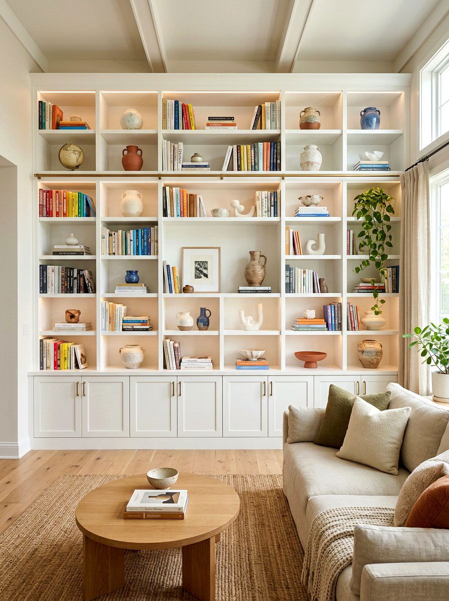 Built In Bookshelves - 30 California casual living room ideas