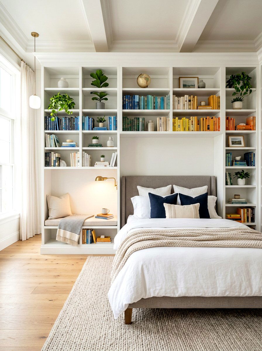 Built In Bookshelves - 30 sanctuary bedroom ideas