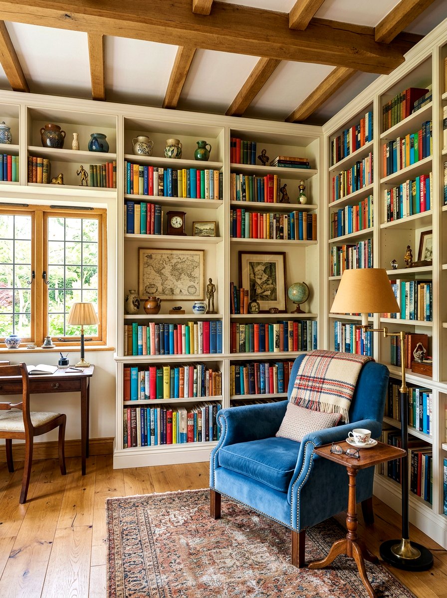 Built In Bookshelves - 30 cottage home decor ideas
