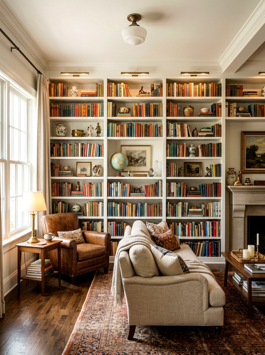 Built In Bookshelves - 30 cottage living room decor ideas
