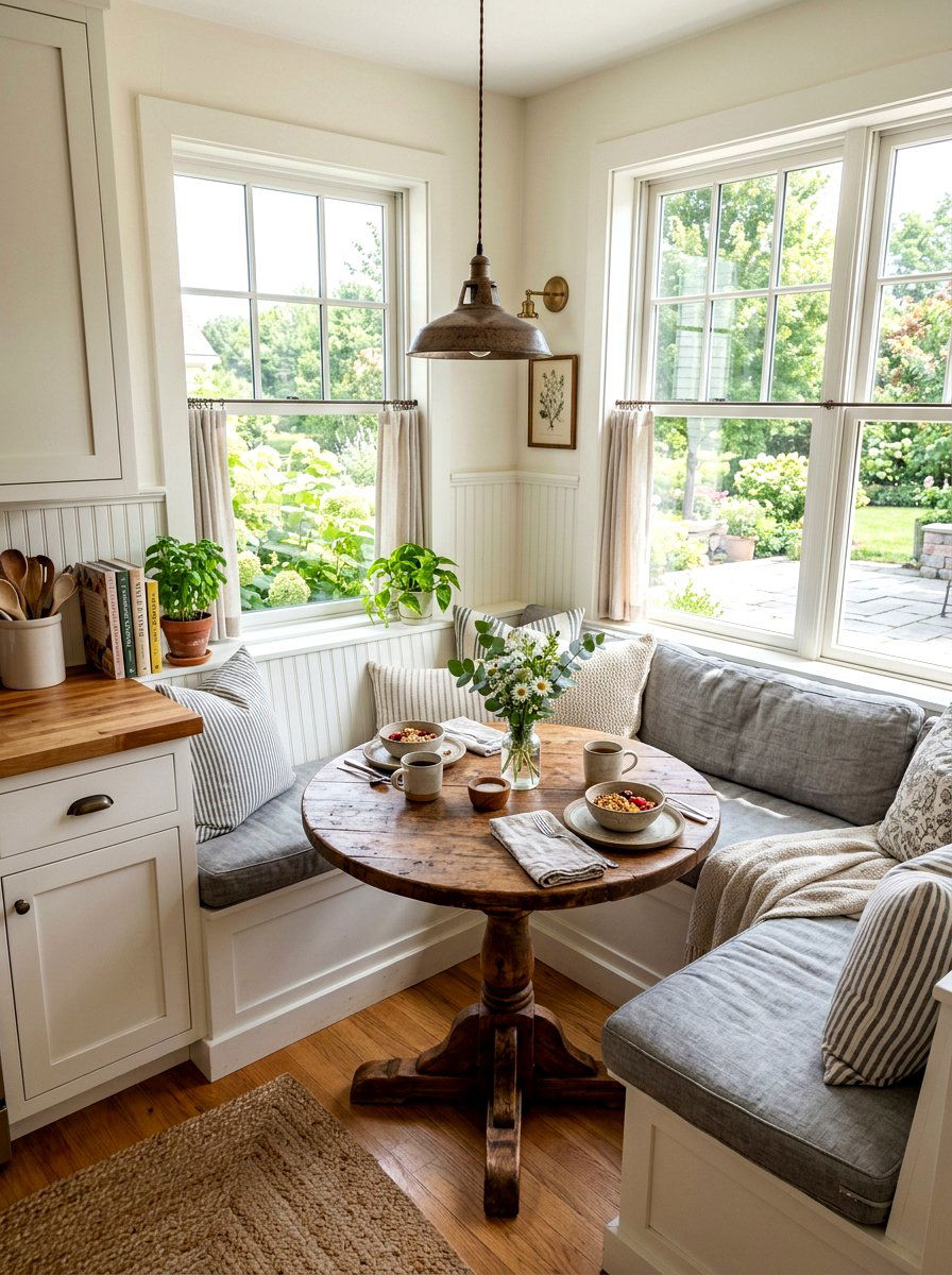 Built In Breakfast Nook - 30 farmhouse kitchen ideas