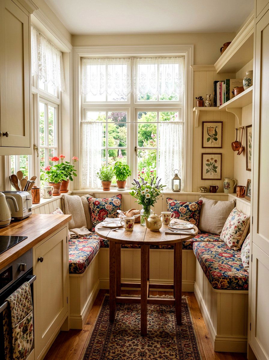 Built In Breakfast Nook - 30 vintage cottage kitchen ideas