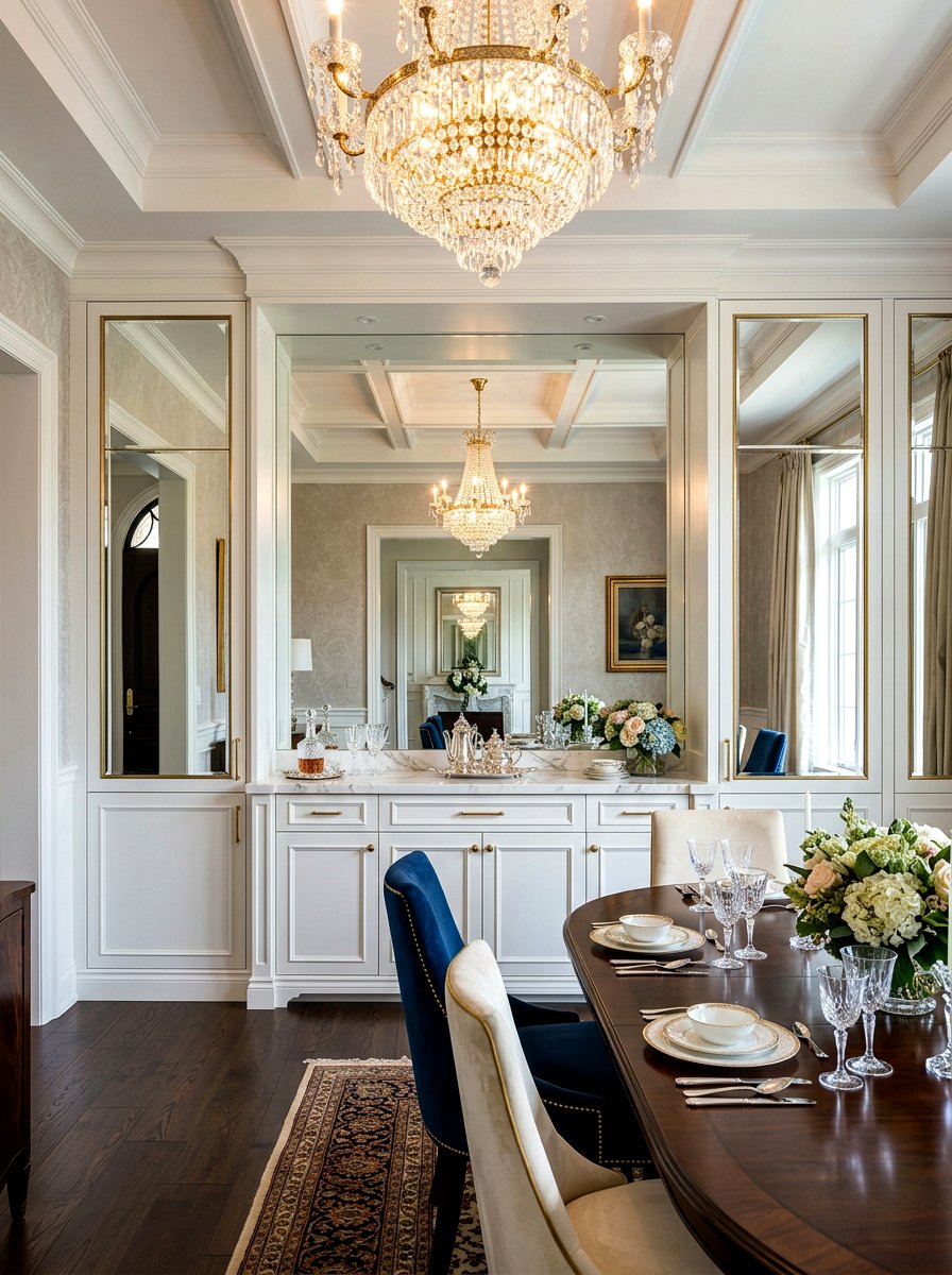 Built In Buffet With Mirror Backsplash - 30 built in buffet dining ideas
