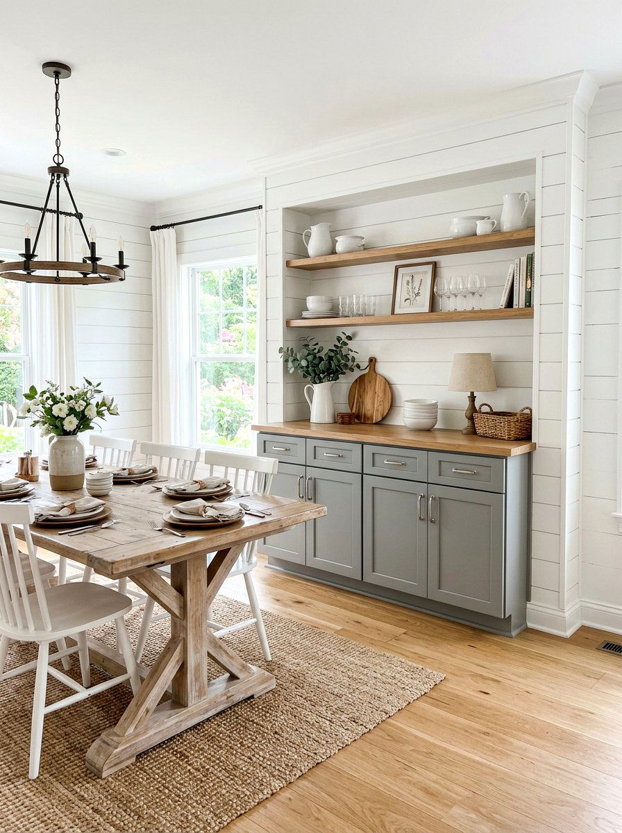 Built In Buffet With Shiplap Backing - 30 built in buffet dining ideas