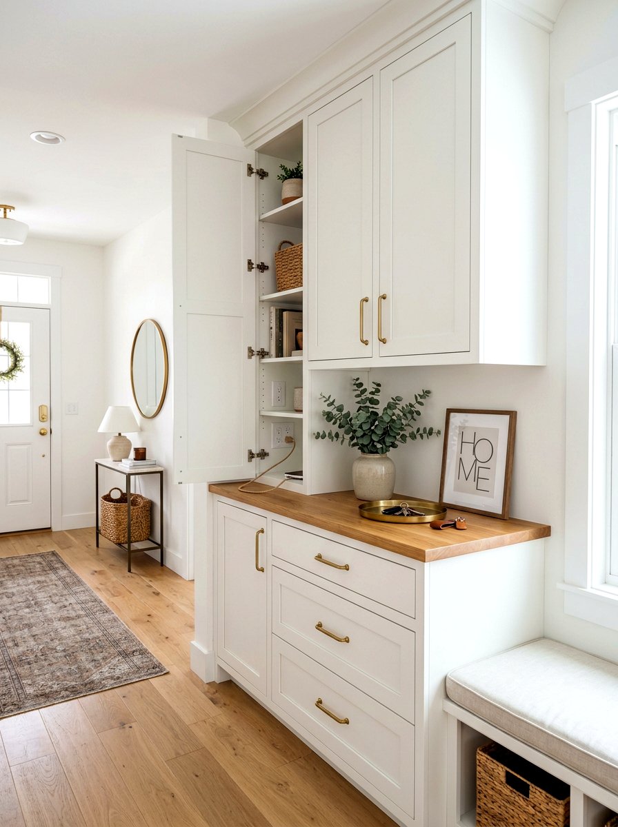 Built In Cabinet With Power - 30 charging station entryway ideas