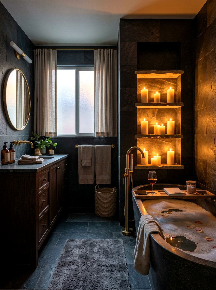 Built In Candle Niche - 30 sound bath bathroom ideas