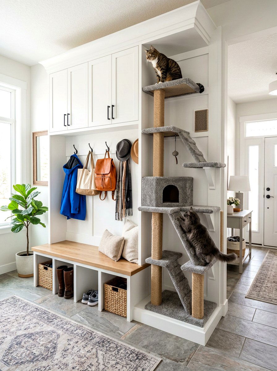 Built In Cat Tree Entryway - 30 entryway pet station ideas