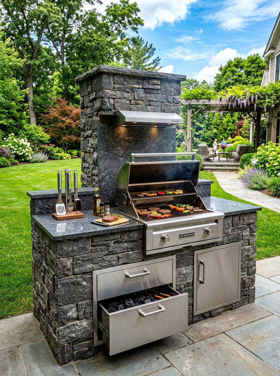Built In Charcoal Grill - 30 outdoor kitchen ideas