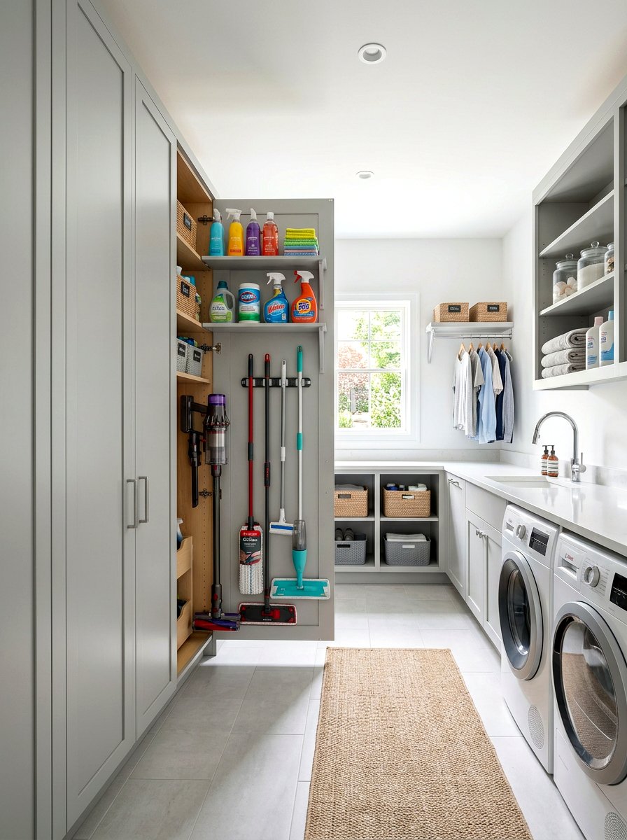 Built In Cleaning Cupboard - 30 mop broom storage ideas