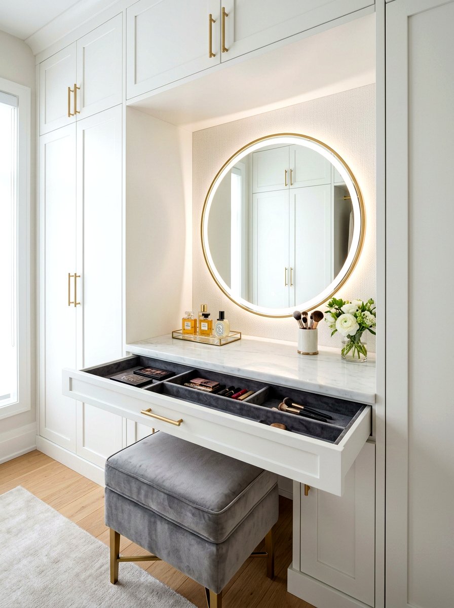Built In Closet Makeup Station - 30 walk in closet vanity ideas