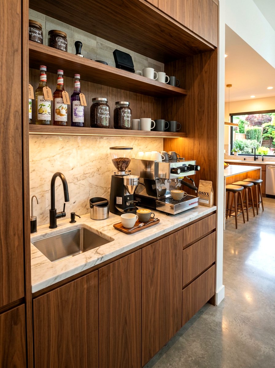 Built In Coffee Bar - 30 coffeehouse kitchen decor ideas
