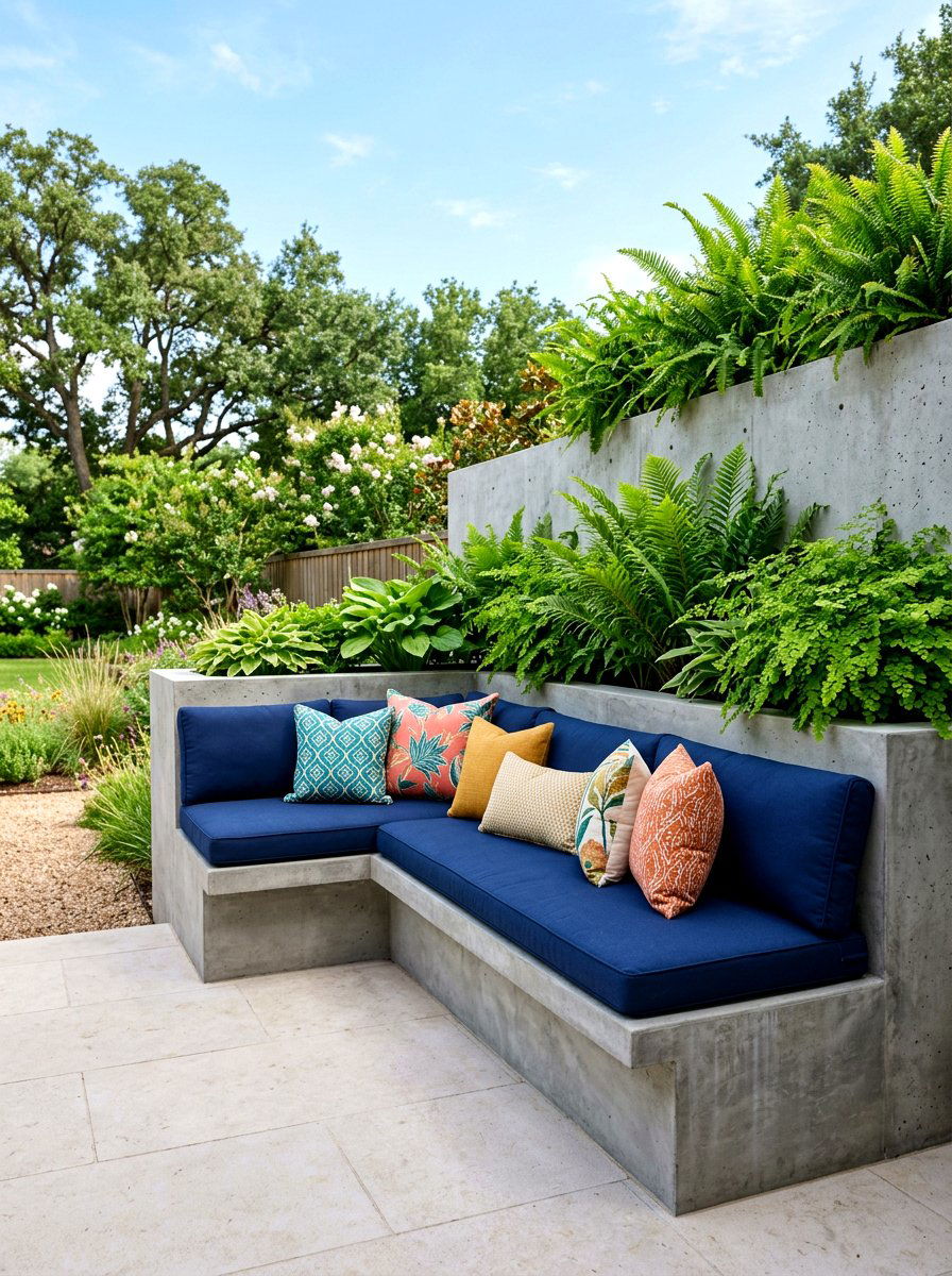 Built In Concrete Bench - 30 exterior seating area ideas