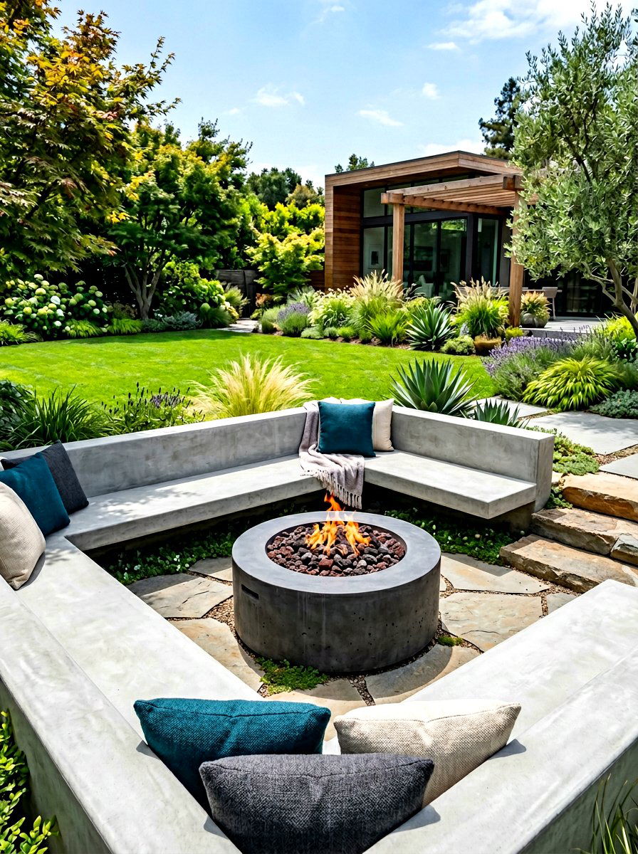 Built In Concrete Fire Pit Seating - 30 fire pit seating ideas