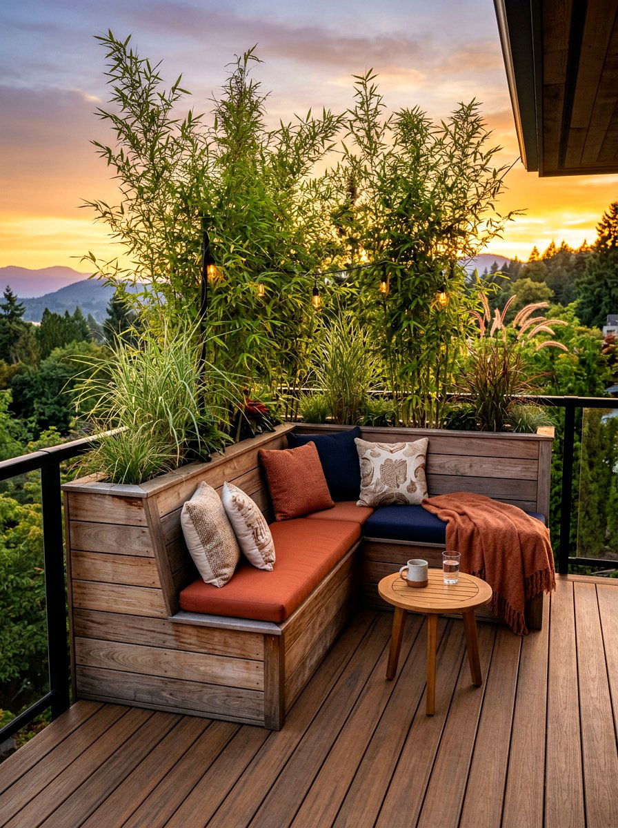 Built In Corner Planter Benches - 30 balcony privacy planter ideas