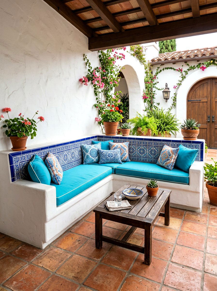 Built In Courtyard Seating - 30 Spanish courtyard exterior ideas