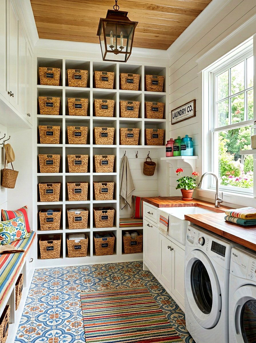 Built In Cubby Shelves - 30 laundry room shelf ideas