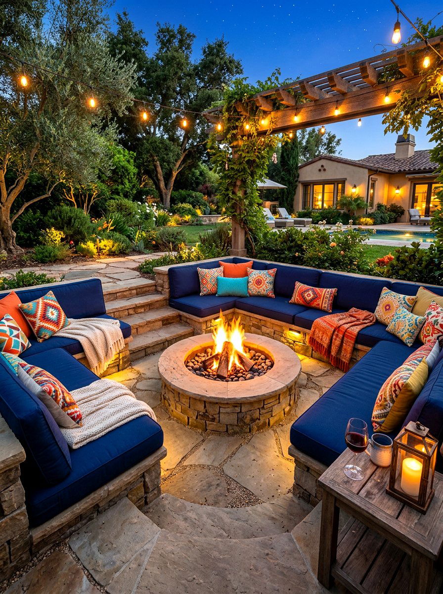 Built In Cushion Sunken Fire Pit - 30 sunken fire pit ideas