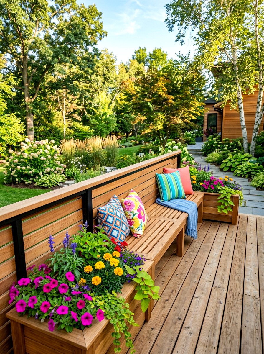 Built In Deck Bench - 30 family backyard seating ideas