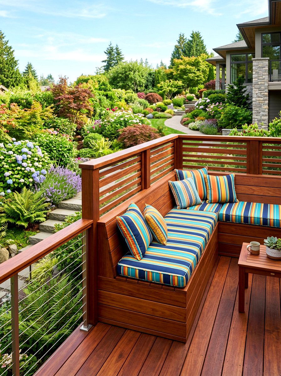 Built In Deck Bench - 30 secret garden seating ideas